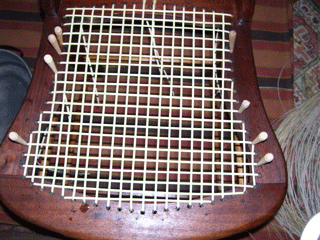 2 center hole chair weaving step 2